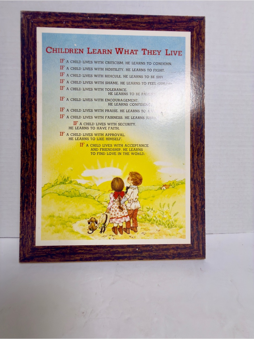 Children Learn What They Live Framed Wall Art - Yellow and Blue